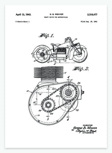 Kædetræk til motorcykel | Smukt patent til din væg | plakat | poster - decoARTE