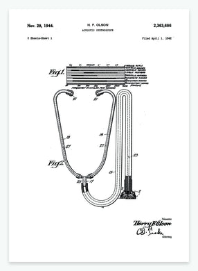 Stetoskop | Smukt patent til din væg | plakat | poster - decoARTE