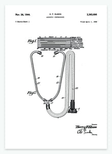 Stetoskop | Smukt patent til din væg | plakat | poster - decoARTE