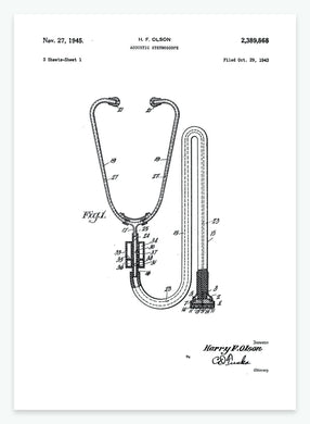 Stetoskop | Smukt patent til din væg | plakat | poster - decoARTE