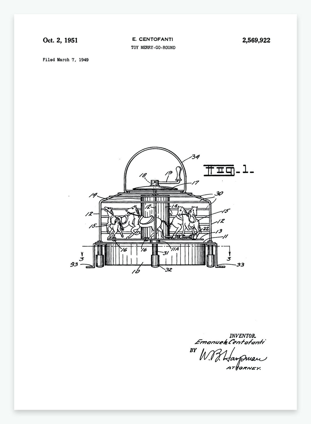 toy merry go round | PATENTPLAKAT - decoARTE
