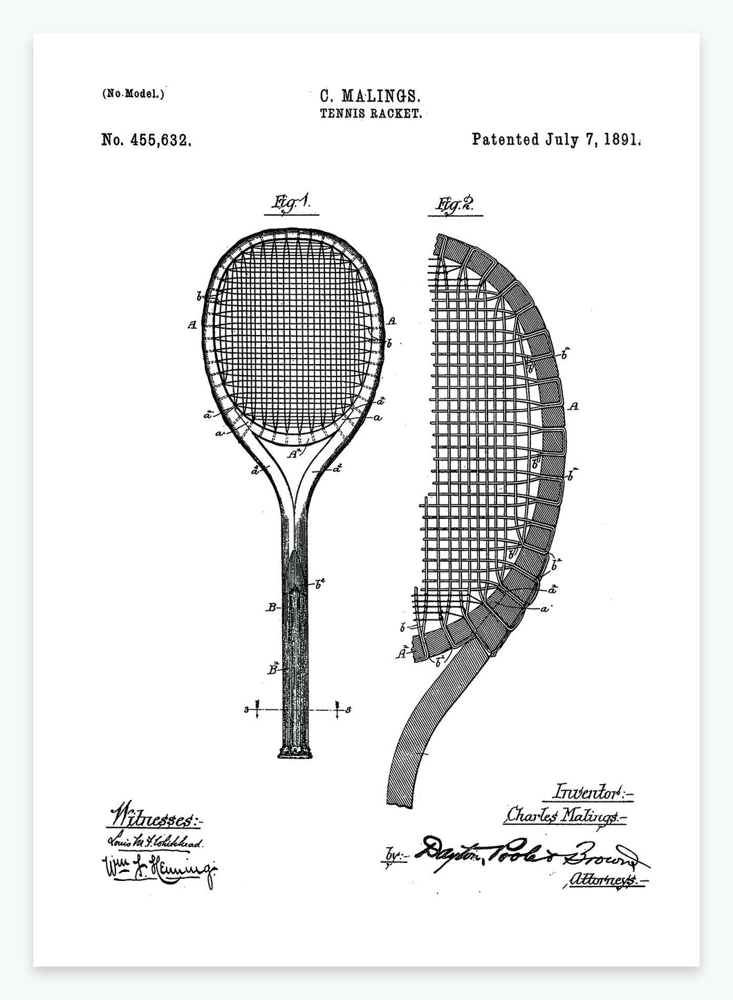 tennisketscher | PATENTPLAKAT - decoARTE