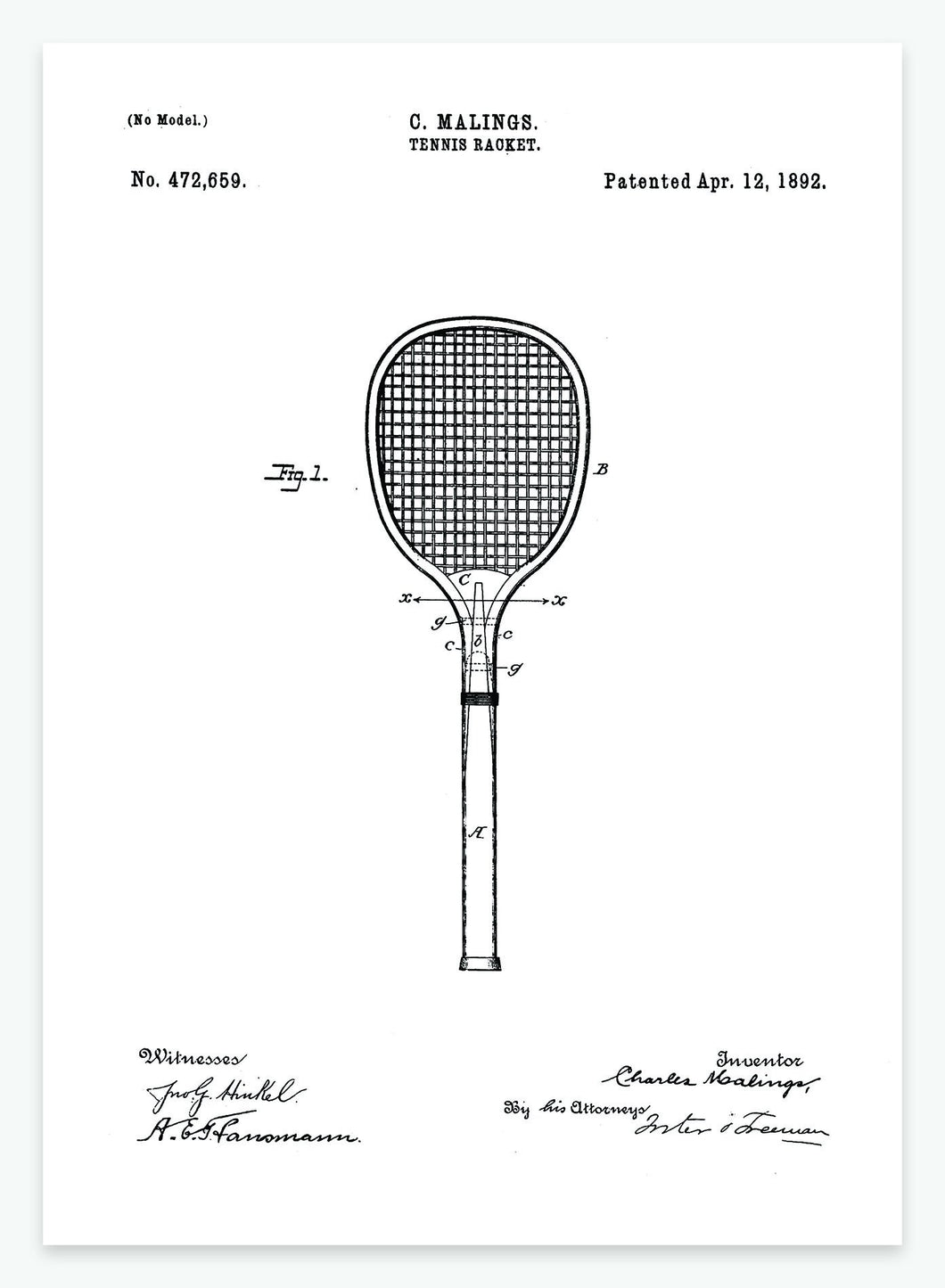 tennisketscher | PATENTPLAKAT - decoARTE