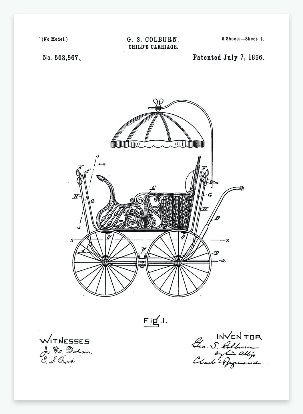 barnevogn | PATENTPLAKAT - decoARTE