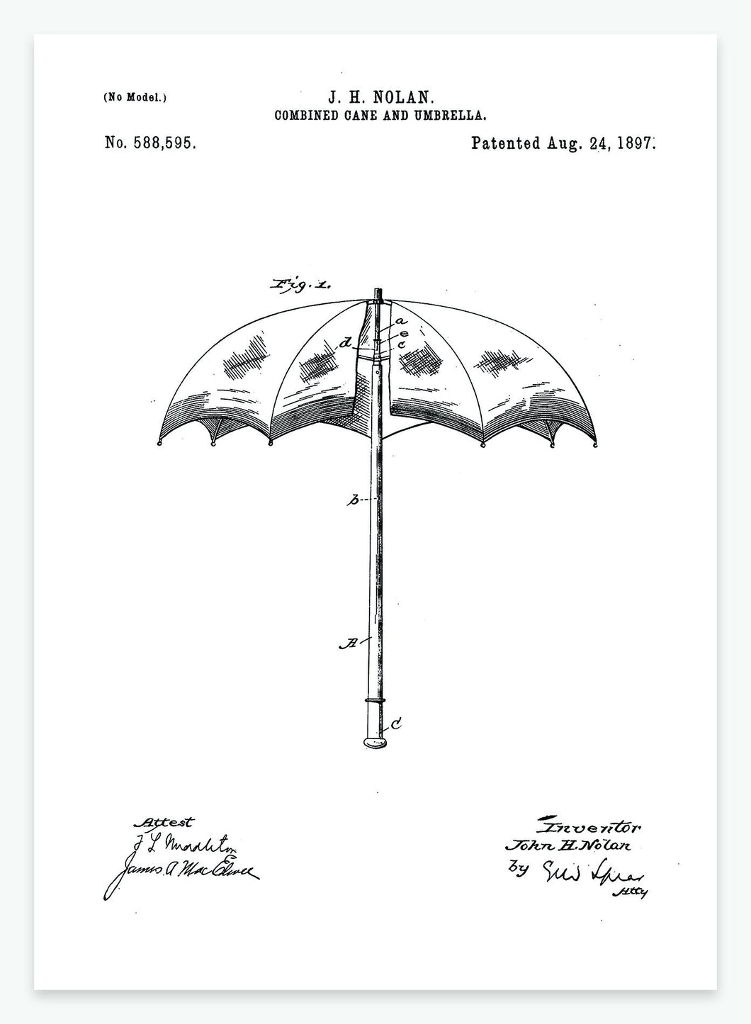kombineret stok og paraply | PATENTPLAKAT - decoARTE