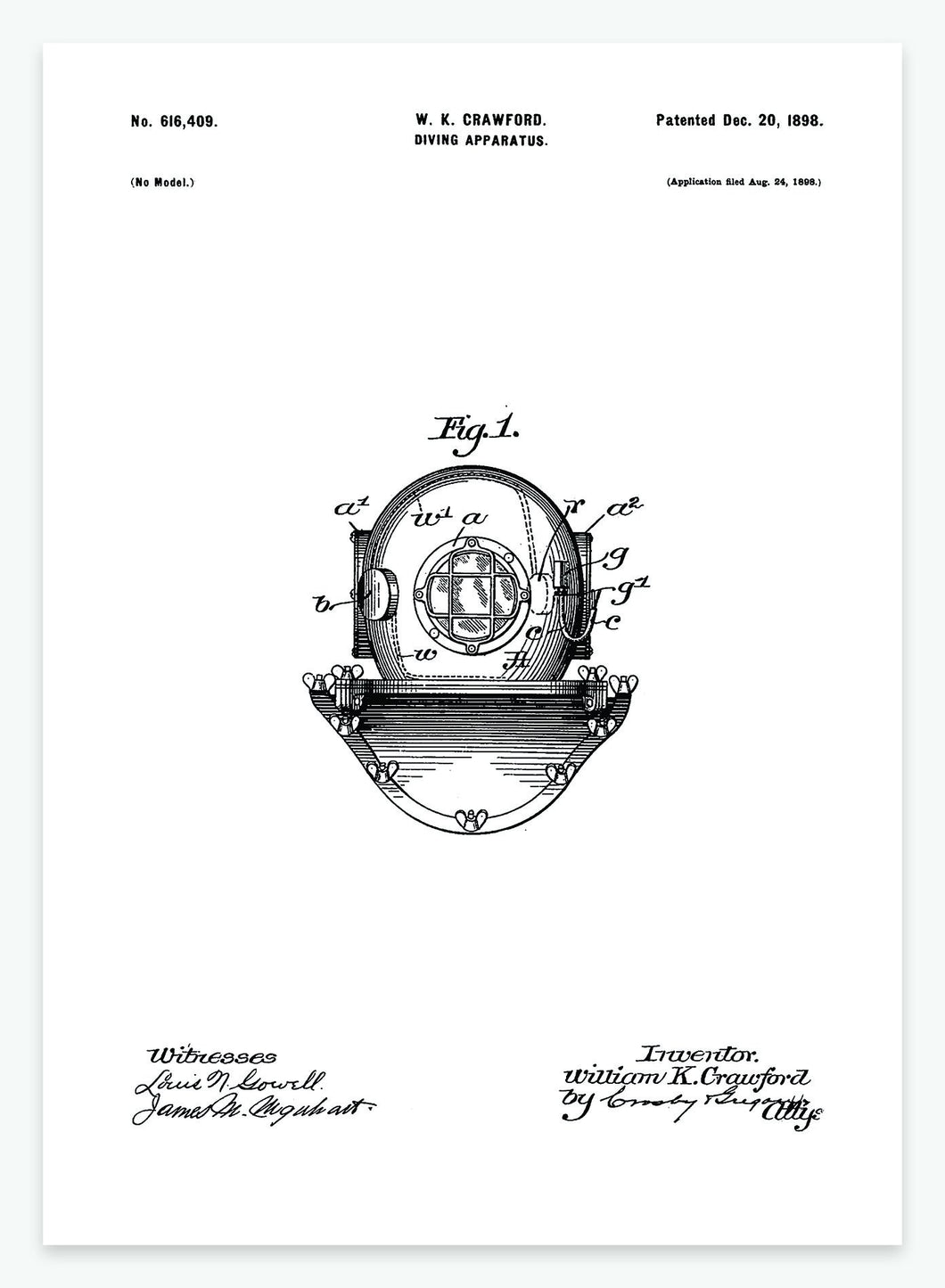 dykkerhjelm | PATENTPLAKAT - decoARTE