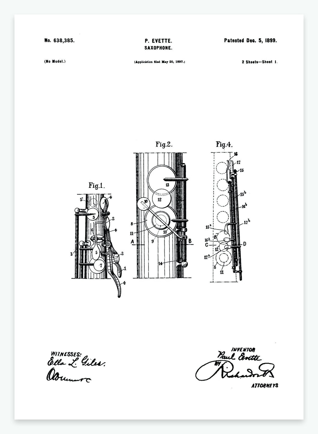saxofon | PATENTPLAKAT - decoARTE
