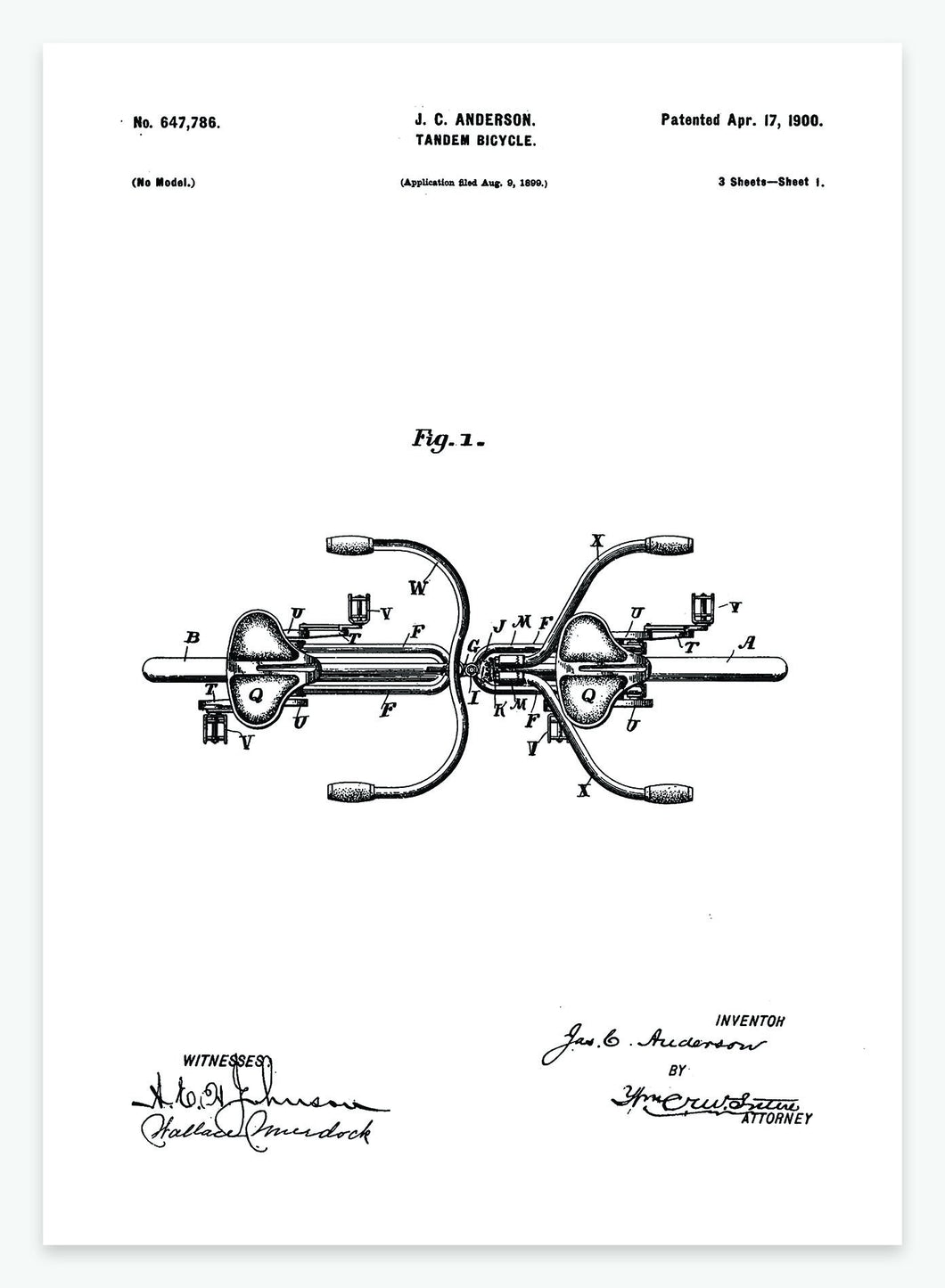 Tandem | Smukt patent til din væg | plakat | poster - decoARTE