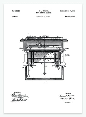 Skrivemaskine | Smukt patent til din væg | plakat | poster - decoARTE