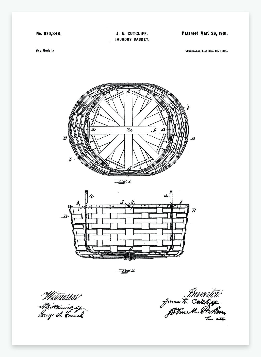 Vasketøjskurv | Smukt patent til din væg | plakat | poster - decoARTE