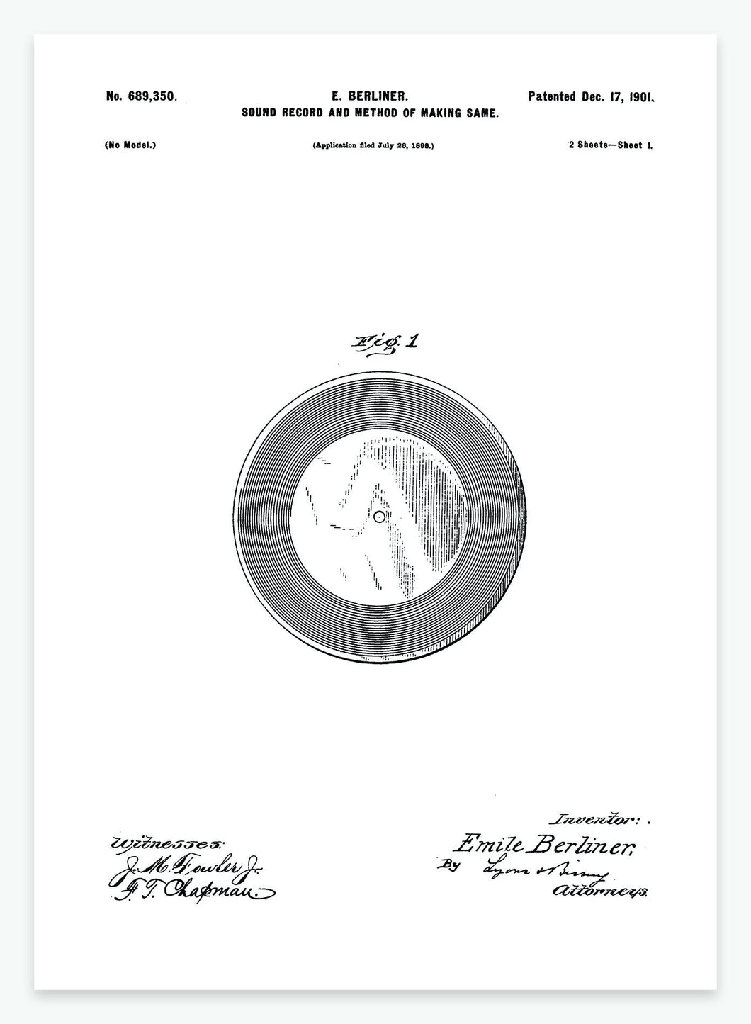 LP | Smukt patent til din væg | plakat | poster - decoARTE
