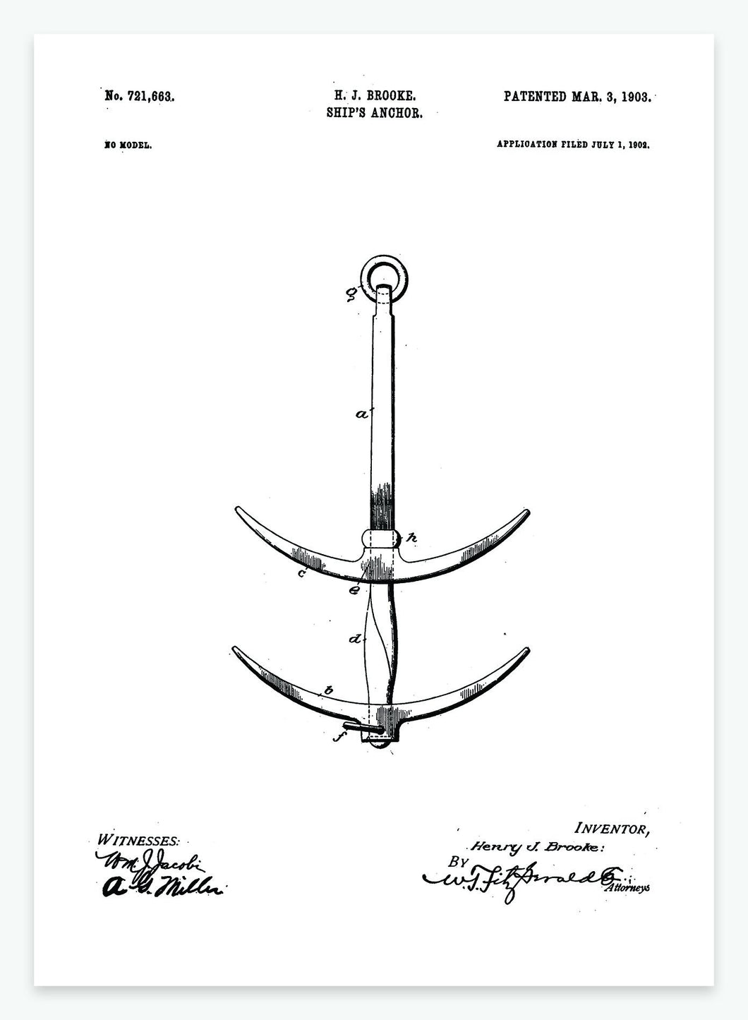 Skibsanker | Smukt patent til din væg | plakat | poster - decoARTE