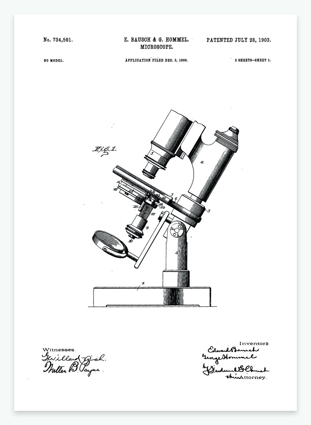 Mikroskop | Smukt patent til din væg | plakat | poster - decoARTE