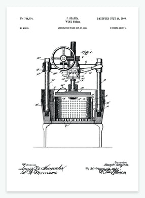 Vinpresse | Smukt patent til din væg | plakat | poster - decoARTE