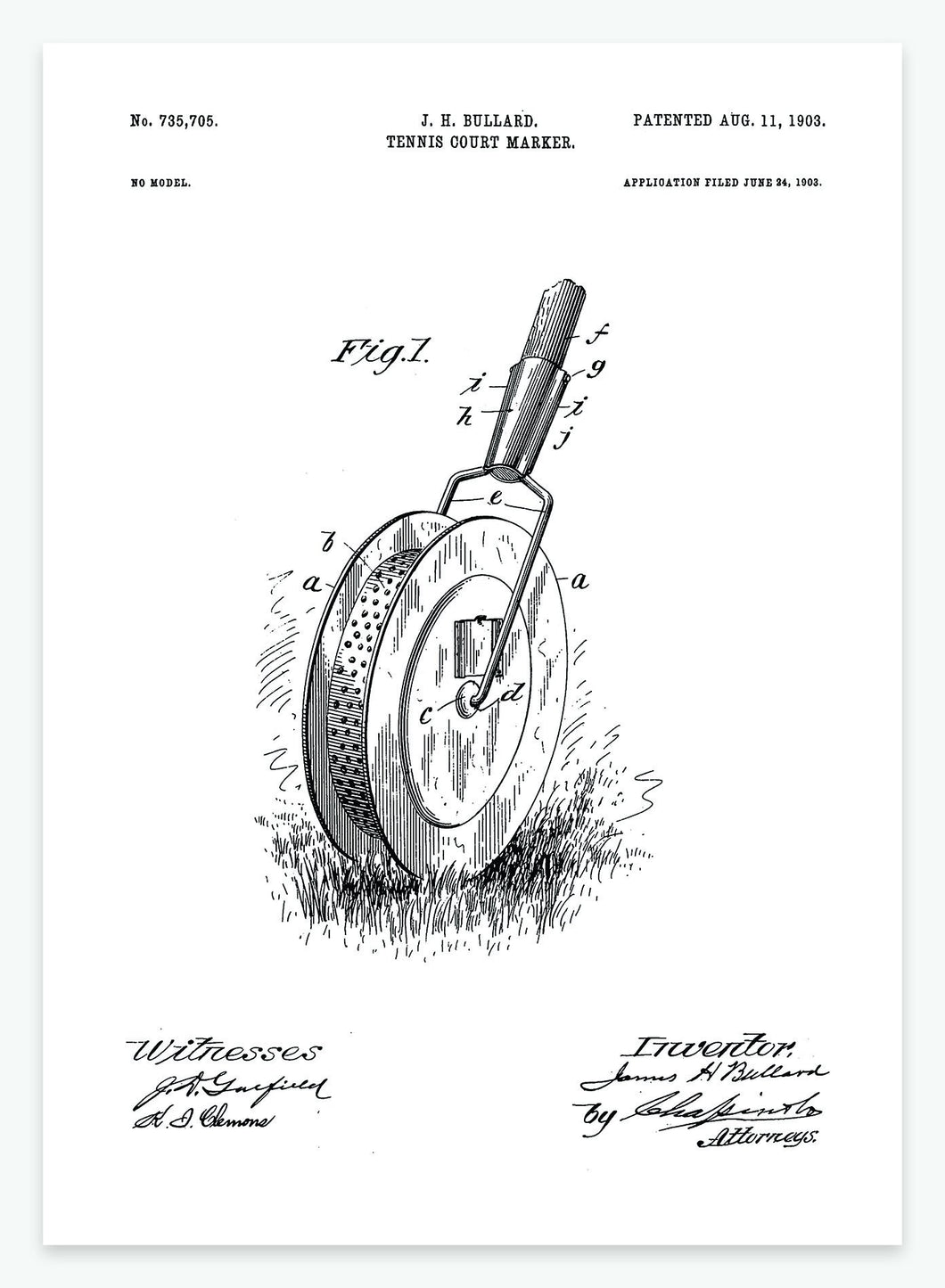 Stribetegner til tennisbane | Smukt patent til din væg | plakat | poster - decoARTE