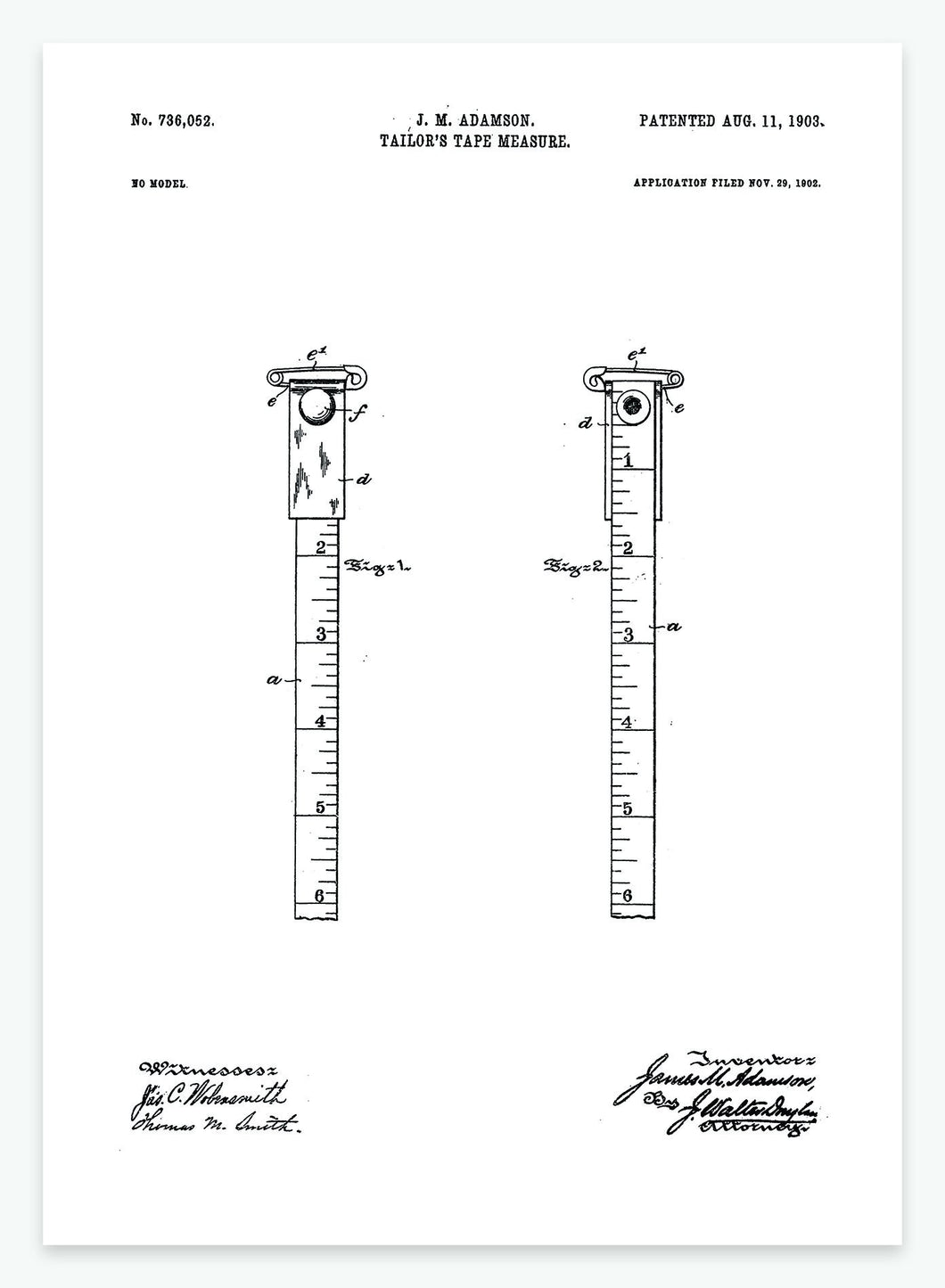 Målebånd til skrædder | Smukt patent til din væg | plakat | poster - decoARTE