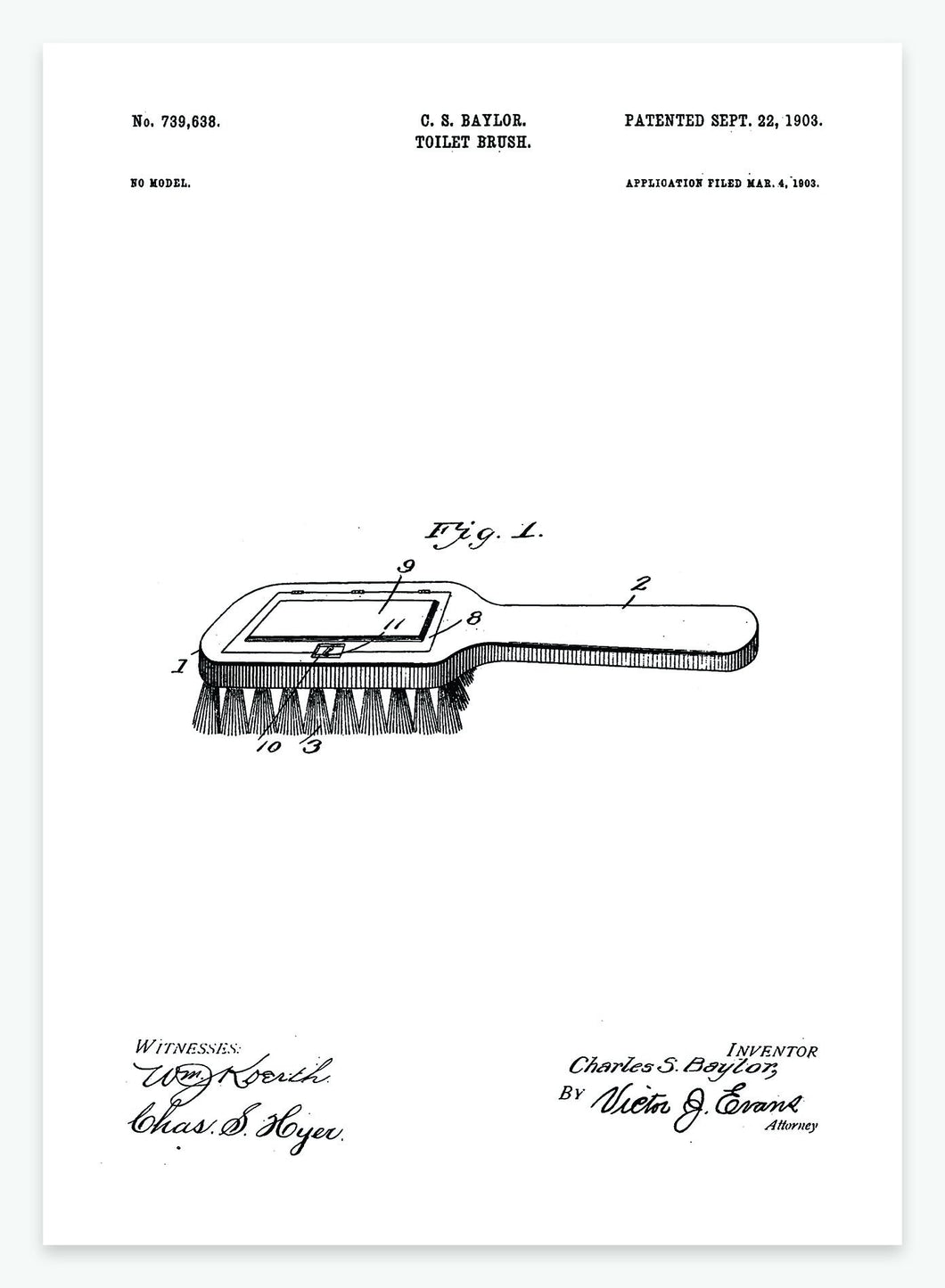 Toiletbørste | Smukt patent til din væg | plakat | poster - decoARTE