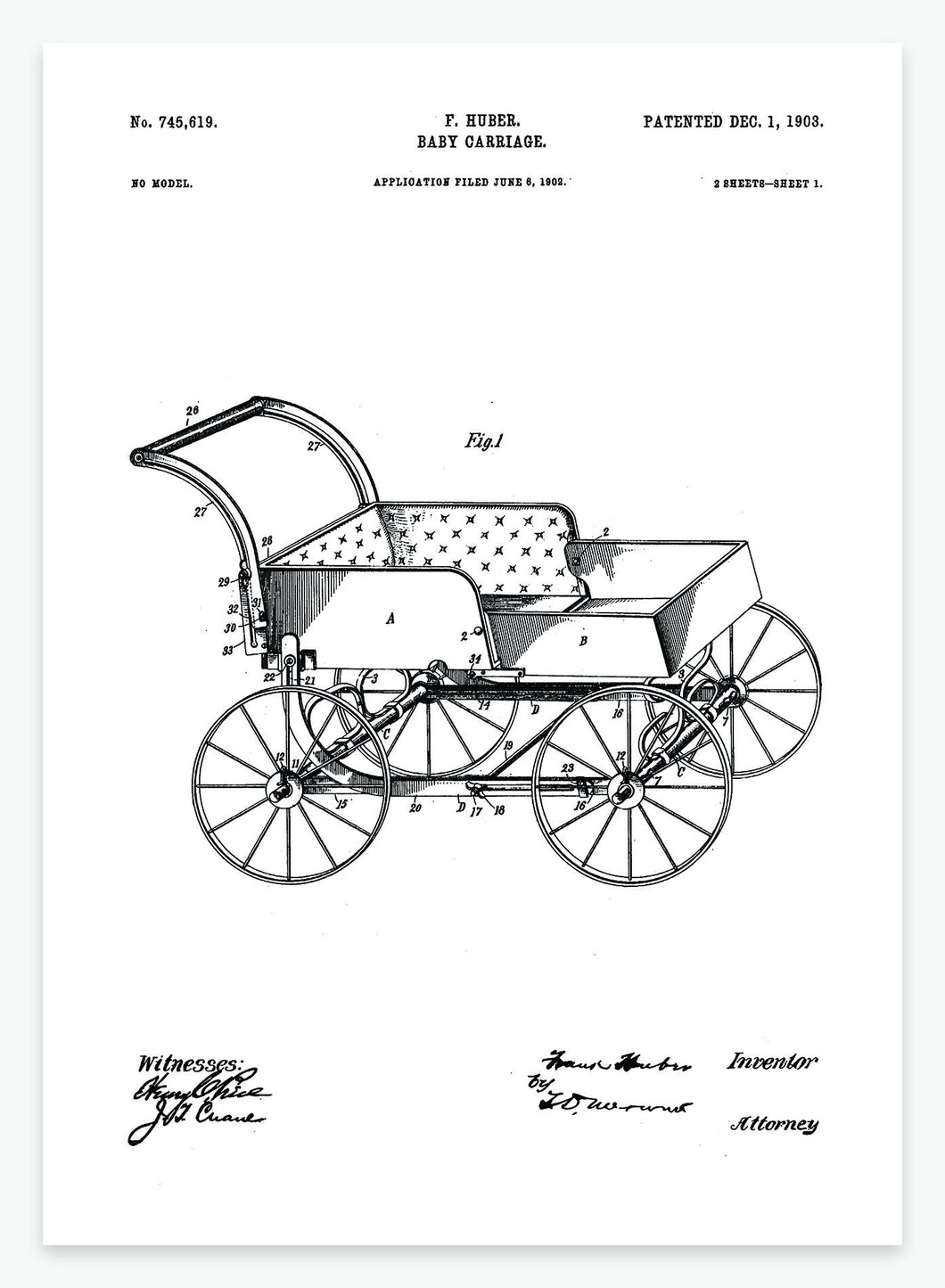 barnevogn | PATENTPLAKAT - decoARTE