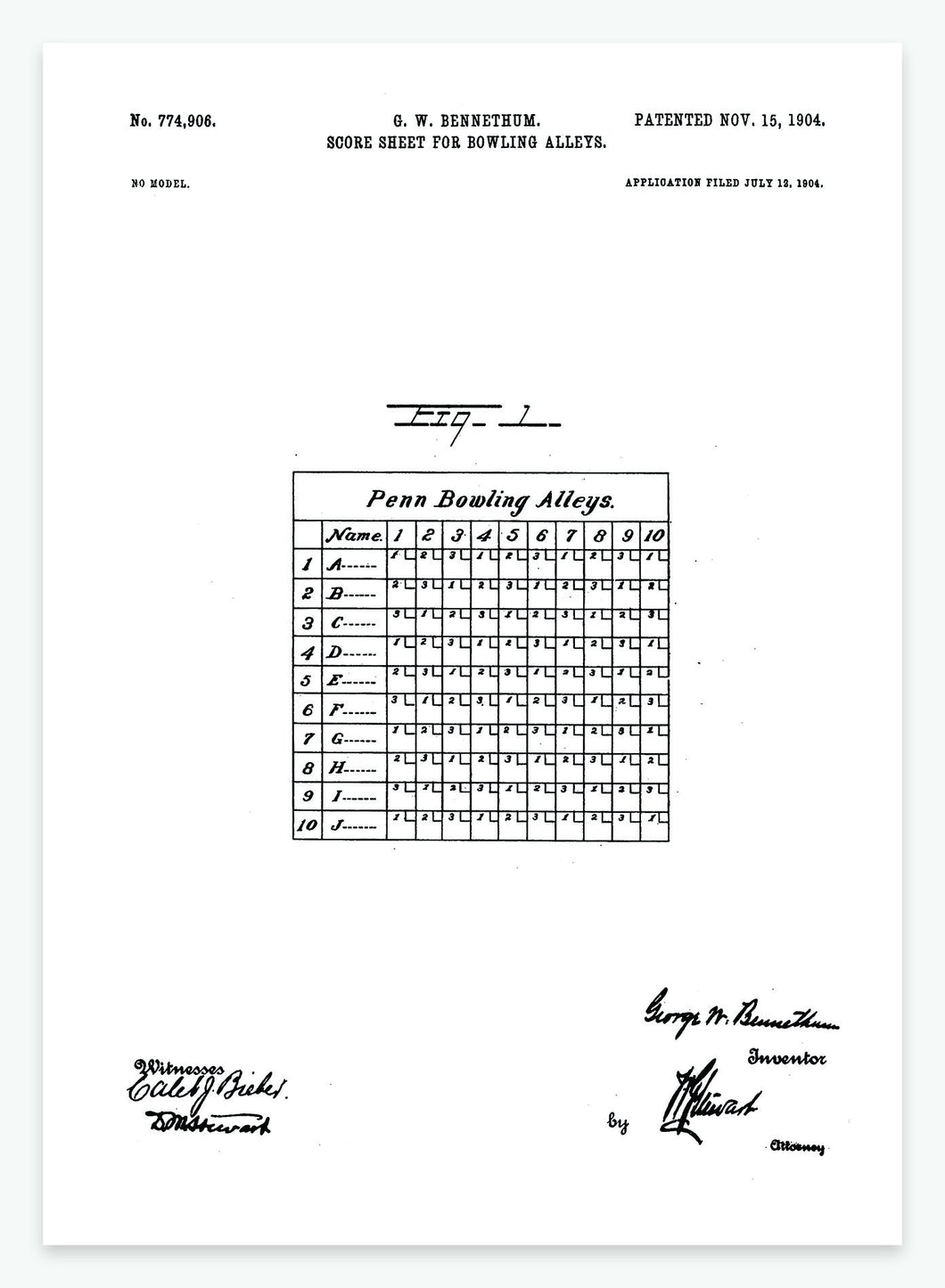 bowlingscore | PATENTPLAKAT - decoARTE