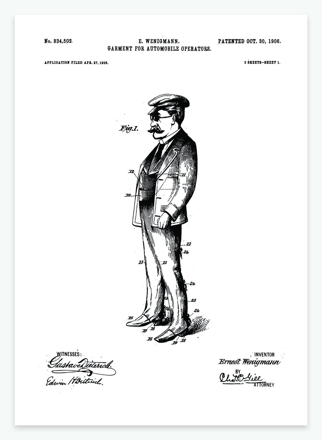 chaufføruniform | PATENTPLAKAT - decoARTE