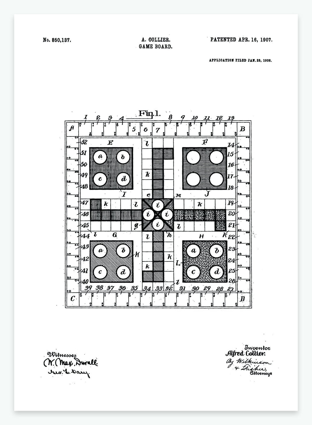 brætspil - ludo | PATENTPLAKAT - decoARTE