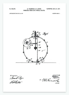 Kombineret tromme og hi-hat | Smukt patent til din væg | plakat | poster - decoARTE