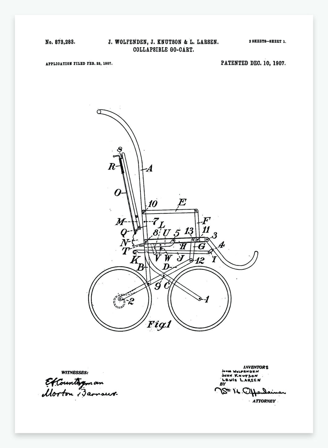 Sammenklappelig gocart | Smukt patent til din væg | plakat | poster - decoARTE