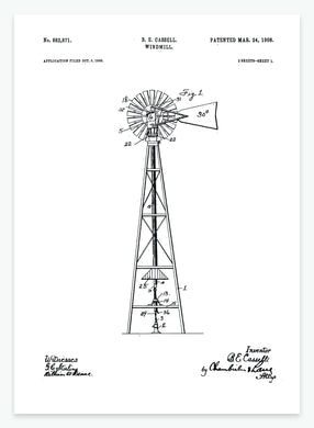 Vindmølle | Smukt patent til din væg | plakat | poster - decoARTE