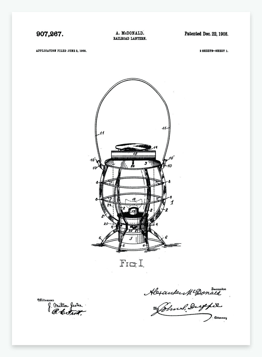 Lanterne til jernbane | Smukt patent til din væg | plakat | poster - decoARTE