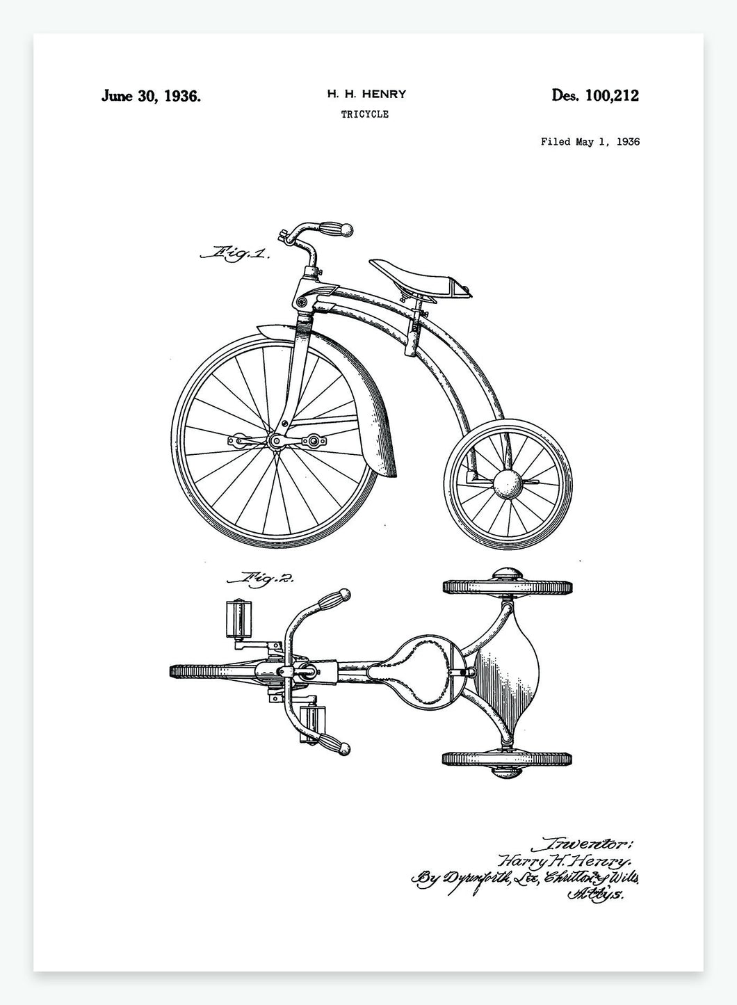 Tricycle | Smukt patent til din væg | plakat | poster - decoARTE