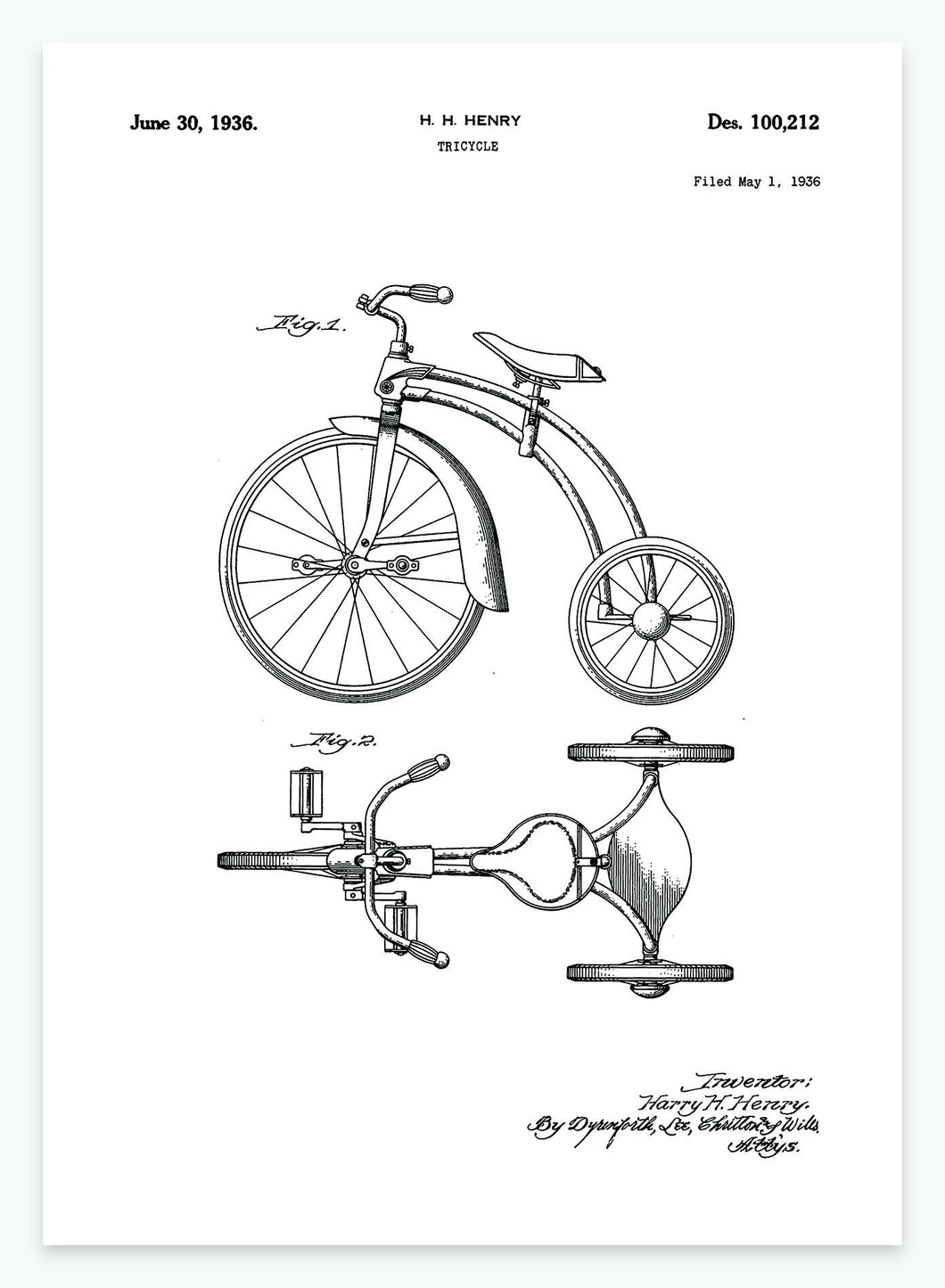 Tricycle | Smukt patent til din væg | plakat | poster - decoARTE