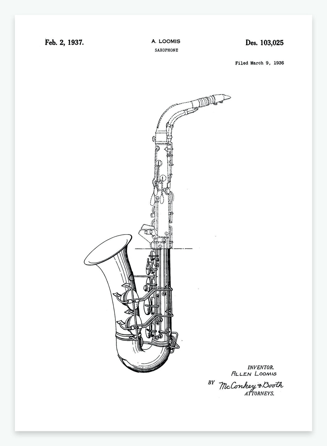 Saxofon | Smukt patent til din væg | plakat | poster - decoARTE