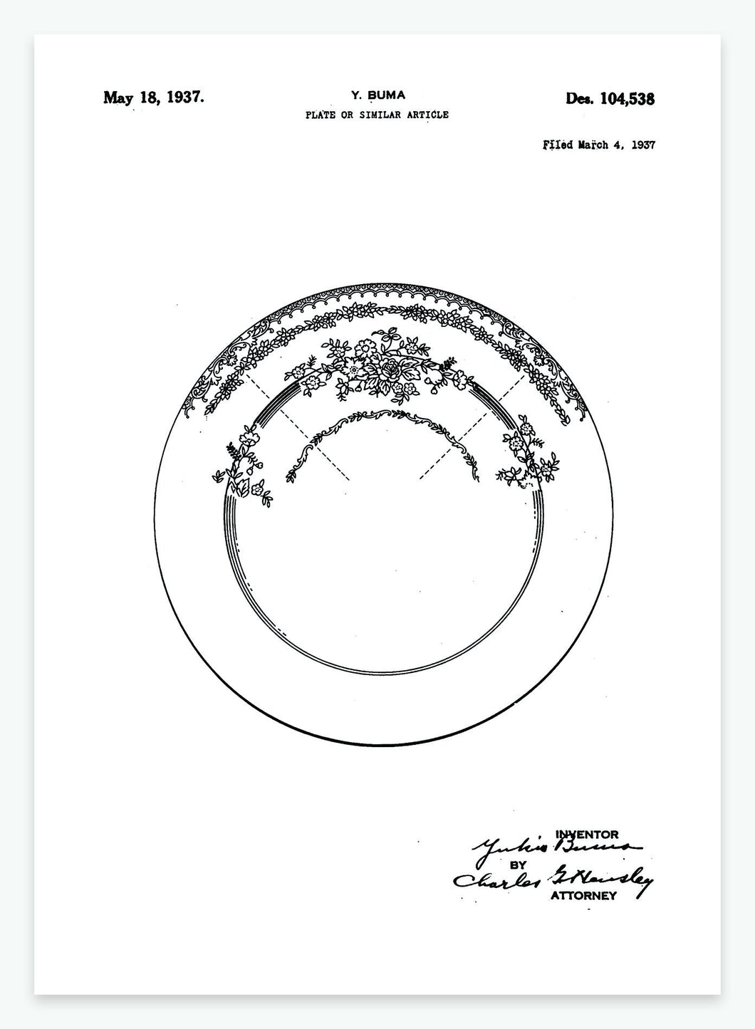 Tallerken | Smukt patent til din væg | plakat | poster - decoARTE