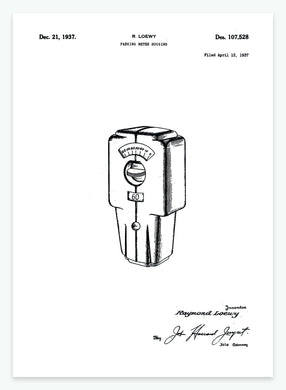 Parkeringsmeter | Smukt patent til din væg | plakat | poster - decoARTE
