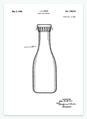 Mælkeflaske | Smukt patent til din væg | plakat | poster - decoARTE