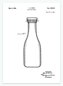 Mælkeflaske | Smukt patent til din væg | plakat | poster - decoARTE