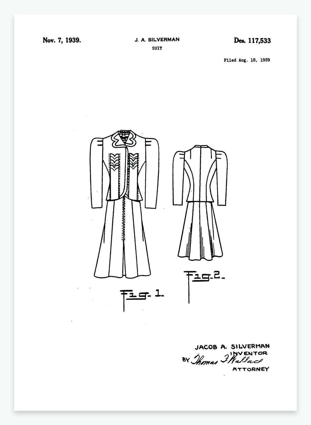 Spadseredragt | Smukt patent til din væg | plakat | poster - decoARTE