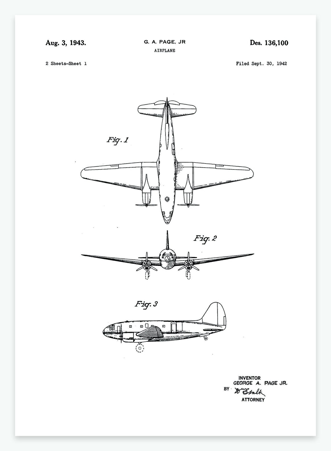 flyvemaskine | PATENTPLAKAT - decoARTE