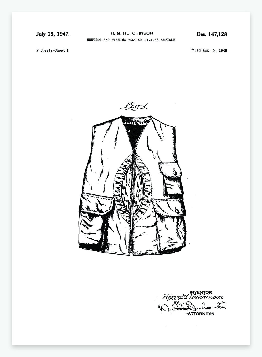 fiskevest | PATENTPLAKAT - decoARTE
