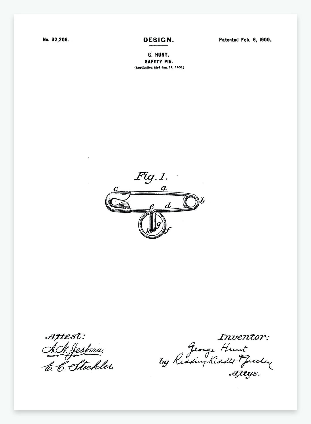 Sikkerhedsnål | Smukt patent til din væg | plakat | poster - decoARTE