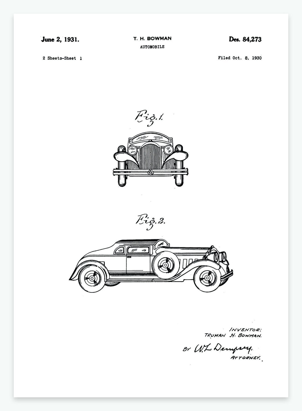 automobil | PATENTPLAKAT - decoARTE