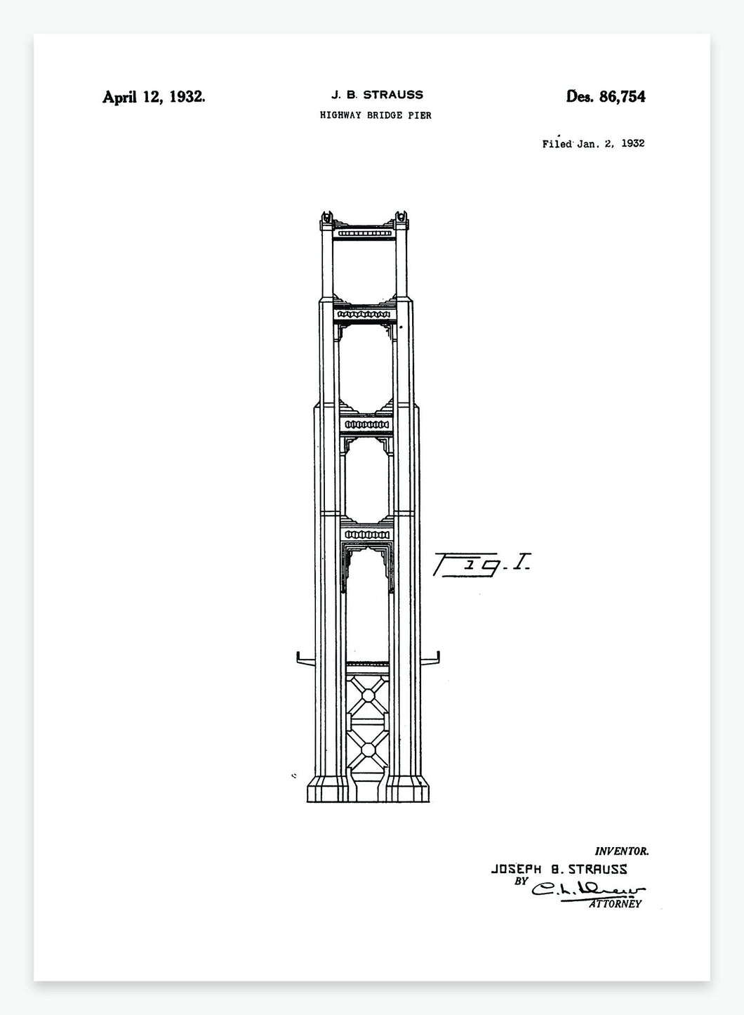 golden gate bridge | PATENTPLAKAT - decoARTE