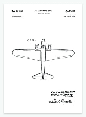 Transport Flyvemaskine | Smukt patent til din væg | plakat | poster - decoARTE
