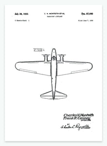 Transport Flyvemaskine | Smukt patent til din væg | plakat | poster - decoARTE