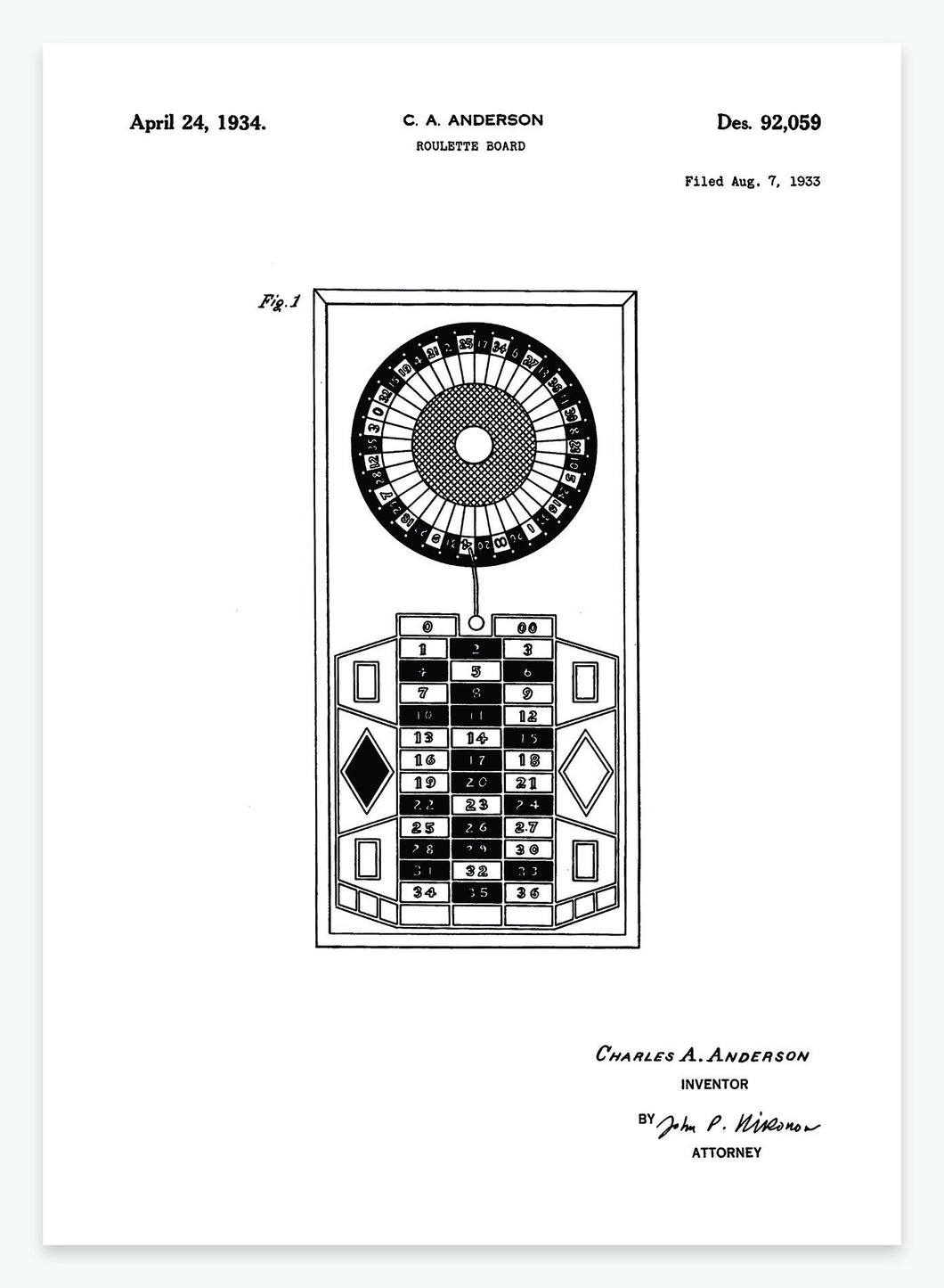 Roulette | Smukt patent til din væg | plakat | poster - decoARTE