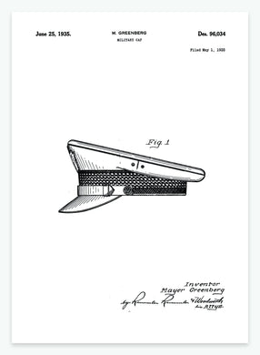 Militærhat | Smukt patent til din væg | plakat | poster - decoARTE