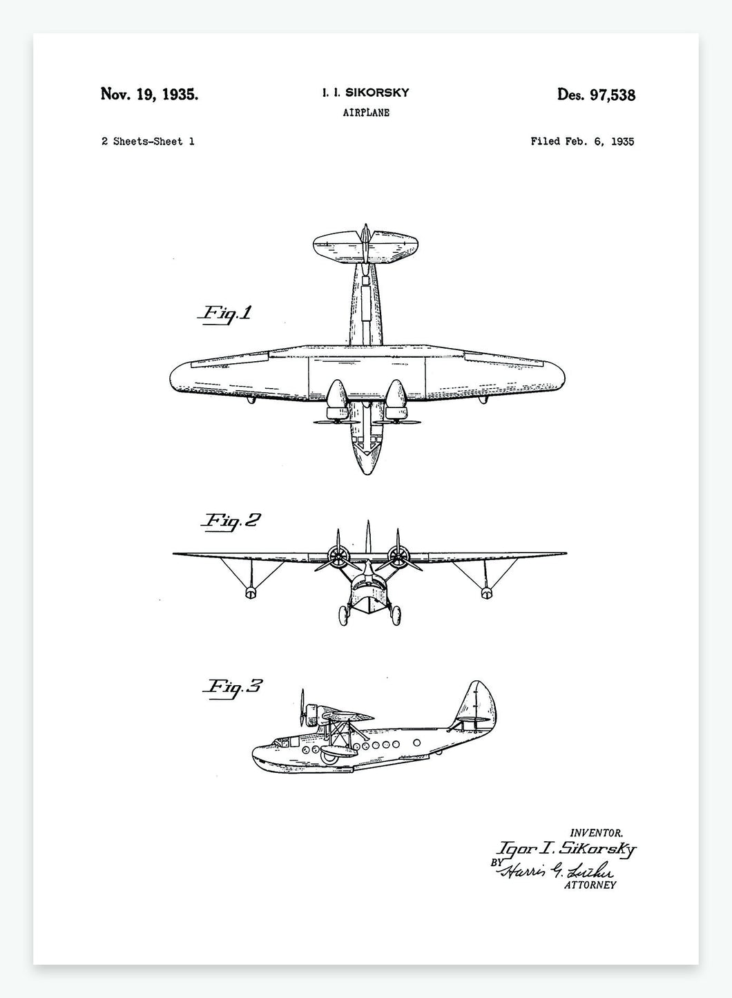 flyvemaskine | PATENTPLAKAT - decoARTE